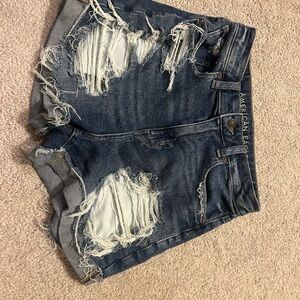American Eagle Outfitters Distressed Blue Denim Shorts